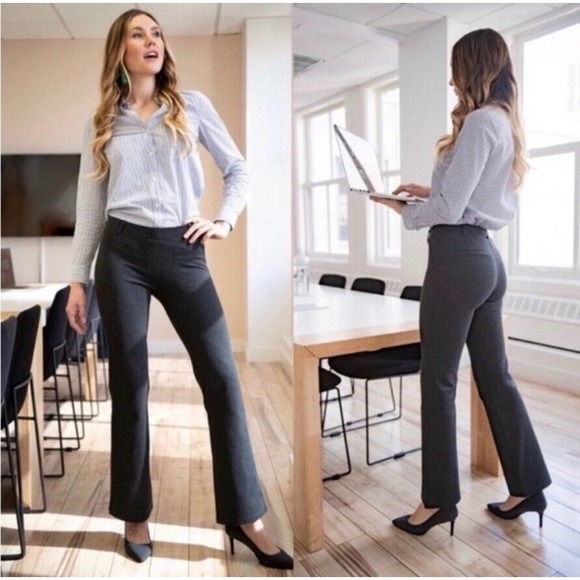 Betabrand Yoga Dress Pant Charcoal Straight Leg Pull On Womens Medium Petite - Picture 2 of 8
